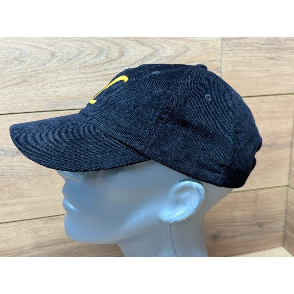 Yellowstone Dutton Ranch Black Corduroy Strapback Hat w/ Yellow Embroidered Logo